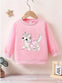 Pink ROYAL TOTS Girls' Cozy Cartoon Animal Sweatshirt - Long Sleeve, Crew Neck Pullover for Fall/Winter SS6096A